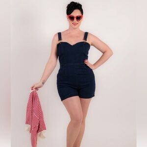 Collectif Dark Blue Denim Romper